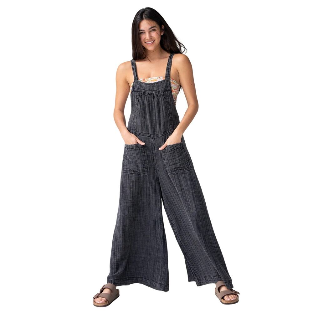 Natural Life Dakota Cotton Tie Overall in Washed Black Size Small